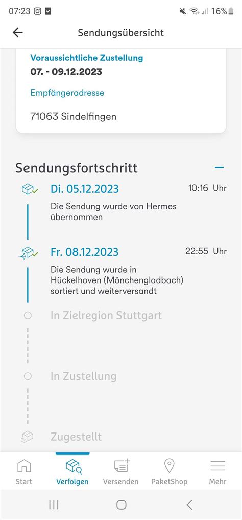 hermes voraussichtliche zustellung falsch|Hermes sendung status.